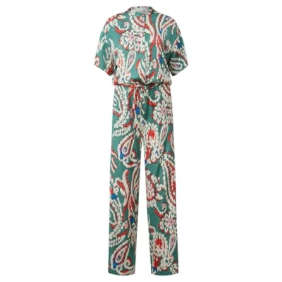 Afbeelding van s.Oliver jumpsuit met all over print groen/rood/ecru