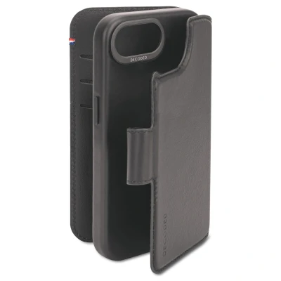 Afbeelding van DECODED Leren Detachable Wallet Case Geschikt voor iPhone 16e 2 in 1 Magnetisch Afneembaar Hoesje met Pasjeshouder Premium ECCO Leer MagSafe Zwart