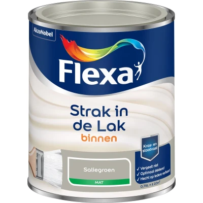 Afbeelding van flexa strak in de lak binnenlak mat saliegroen 0.75 ltr