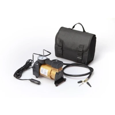 Afbeelding van Cartrend Compressor met metalen behuizing, druk 10 bar, luchtdrukindicator, 12 volt, max. A, 35 l/min luchtvermogen, incl. opbergtas en adapters, 105 cm slanglengte
