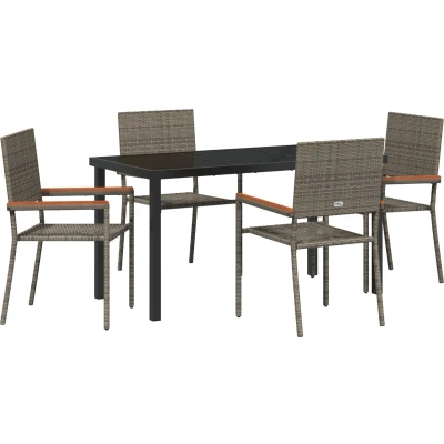 Afbeelding van vidaXL 5 Delige Tuin Eetset Grijs Poly Rattan