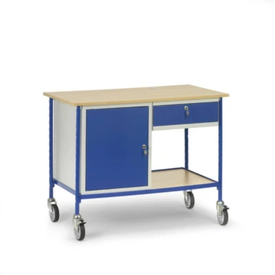 Afbeelding van fetra 5866 Tafel en kabinetwagen Staal Poedercoating Laadvermogen (max.): 150 kg Stralend blauw (RAL 5007)