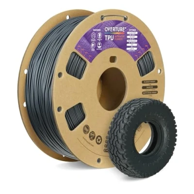 Afbeelding van OVERTURE TPU Filament 1.75mm Flexible Roll, 95A Soft 3D Printer Filament, 1kg Spool (2.2 lbs), Dimensional Accuracy +/ 0.02 mm(Space Gray)
