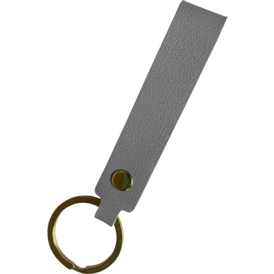 Afbeelding van Basey Sleutelhanger Leer Leren Met Ring Grijs