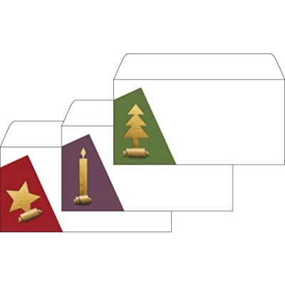 Afbeelding van Sigel DU257 Kerst Enveloppen &quot;Cut Out Style&quot;, Gummed, Dl, 25 Stuks
