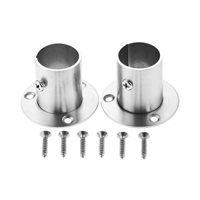 Afbeelding van Hicello 2 STKS Rvs 25mm/1 inch Garderobe Rail Diepe Socket Zware Gordijn Kast Staaf Pole End Ondersteuning Beugel Flens