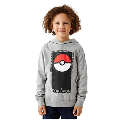 Afbeelding van NAME IT KIDS Pokemon hoodie NKMJALTE met printopdruk grijs melange