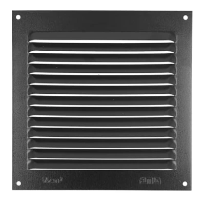 Afbeelding van Amig Vierkant aluminium rooster met muggennet, ventilatierooster voor de luchtuitlaat, ideaal plafonds in keuken en badkamer, afmetingen 150 x mm, kleur: zwart