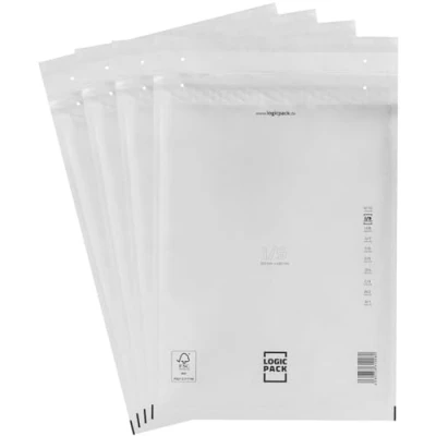 Afbeelding van LOGIC PACK 50 Zelfklevende Enveloppen met luchtkussenfolie I9 320 x 355 mm Wit, Verzendzakken Bubble, Luchtkussenzakken voor DIN A3
