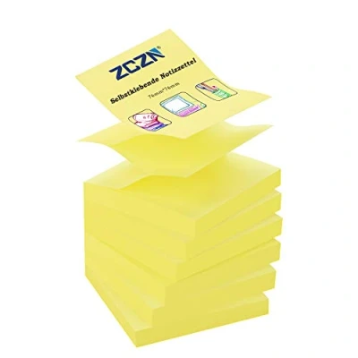Afbeelding van ZCZN Z Notes, 6 blokken zelfklevende notities, plakbriefjes van 76 x mm, 80 vellen per blok notities 480 geel