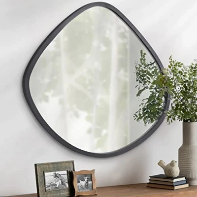 Afbeelding van AOAOPQ Onregelmatige wandmontage make upspiegel zwart bureauspiegel schattig decor modern asymmetrisch entree hal douchespiegel wandgemonteerde spiegels dun frame dressing spiegel 30x40 cm