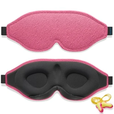 Afbeelding van 2025 Innovatief Slaapmasker voor Mannen en Vrouwen, 100% Lichtblokkerend Ontwerp Oogmasker om te Slapen, een Dutje Doen, Mediteren, Reizen (Frtambozenrood)