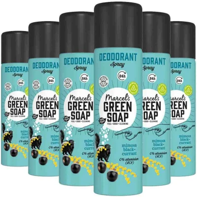 Afbeelding van 6x Marcel&#039;s Green Soap Deodorant Spray Mimosa Blackcurrant 150 ml