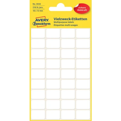 Afbeelding van Avery Witte etiketten ft 18 x 12 mm (b h), 216 stuks etiket