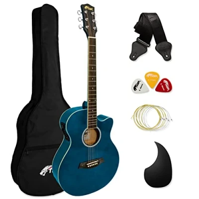 Afbeelding van TIGER Full Size Elektro Akoestische Gitaar Pakket voor Beginners met Ingebouwde Tuner en EQ Blauw, ACG4 BL