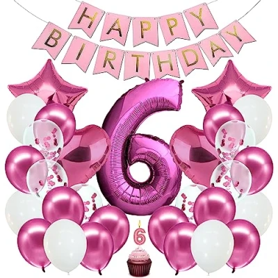 Afbeelding van Envami Ballon Verjaardag XXl Roze Reuze Folieballon In 40&quot; 101Cm Verjaardagsdecoratie Nummerballondecoratie Voor Vliegt Met Helium (Set Nr. 6)