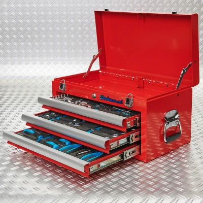 Afbeelding van Datona Gereedschapskist Drie Lades 3 Gevuld Rood (53 x 29 28 cm)