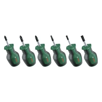 Afbeelding van Bosch compacte schroevendraaierset 6 dlg (schroevendraaiers voor krappe plekken; PH/PZ/TX/SL; S2 staal; hoog koppel; kleurcodering; magnetische punt; ergonomische softgrip)