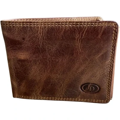 Afbeelding van Leather Design billfold leren heren portemonnee hunter RFID beschermd compact