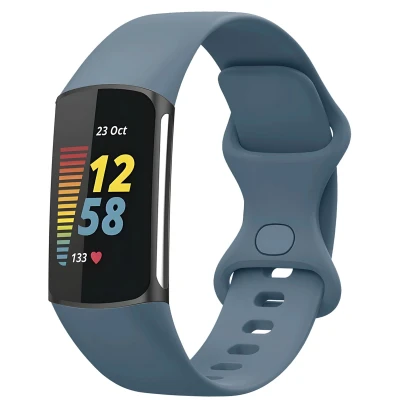 Afbeelding van Siliconen bandje voor de Fitbit Charge 5 / 6 Maat L Official Blue iMoshion Blauw En TPU (zacht)