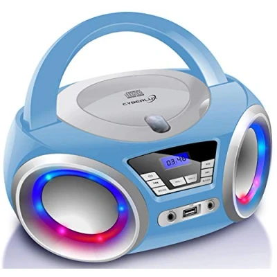 Afbeelding van Cyberlux CD speler met ledverlichting, hoofdtelefoonaansluiting, draagbare stereo radio, kinderradio, installatie, USB, CD/MP3 speler, FM Aux In