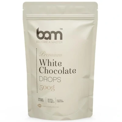 Afbeelding van BAM Premium Witte Chocolade Drops, Callets, Chips voor Smelten, Home en Pro Baking, 500 gram