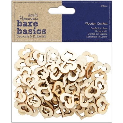 Afbeelding van Papermania Bare Basics Wooden Heart Confetti (100pcs) (PMA 174531)