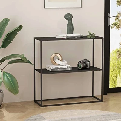Afbeelding van [en.casa] Console tafel Strömstad sidetable 80x79,5x26 cm zwart
