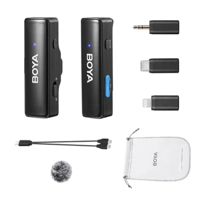 Afbeelding van Boya BOYALINK A1 Draadloze lavalier microfoon, mini microfoon voor iPhone, Android, camera, pc, laptop, video opname, vlog, podcast live stream interview (TX+RX)