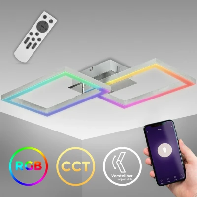 Afbeelding van B.K.Licht Slimme Plafondlamp smart WiFi Frame plafonniére 38x50 cm CCT 2500 6500 Kelvin RGB app en afstandsbediening dimbaar 30W