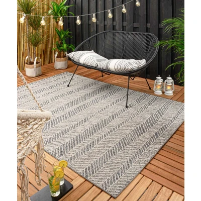 Afbeelding van Buitenkleed Ravine Blauwgrijs/crème 66x230 Cm