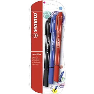 Afbeelding van Viltpen STABILO pointMax 3 pack ultramarijnblauw, zwart, karmijn