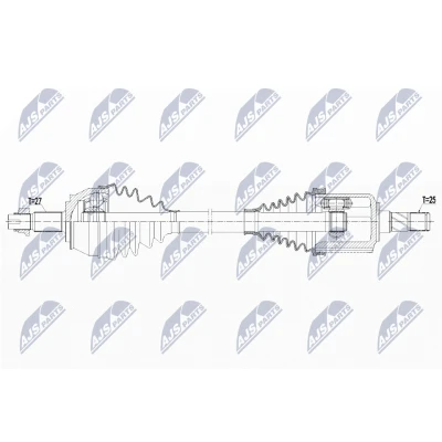 Afbeelding van NTY NPW AR 012 Aandrijfas Vooras links 627mm Handgeschakeld ALFA ROMEO: Giulietta Hatchback (940) 2.0 JTDM, 1.8 TBi 2010 2020