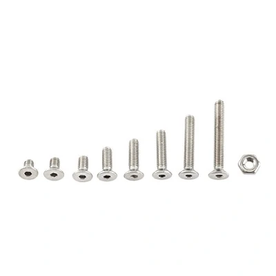 Afbeelding van 300 stks M2.5 A2 Rvs Hex Bolt Schroef met Nuts Assortiment Volledige Draad Effen Kleur (Type C: Platte Kop)