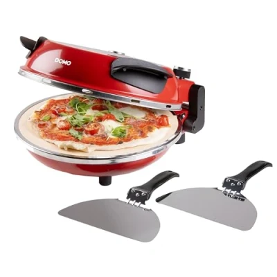 Afbeelding van DOMO DO9284PZ My Express Pizza Oven Maker Keramische Steen 32 cm diameter 400C in 5 minuten Rood
