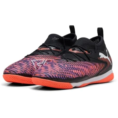 Afbeelding van PUMA Future 8 Match IT + MID JR voetbalschoen, Zwart Wit Gloeiend Rood, 36 EU, 34.5 EU