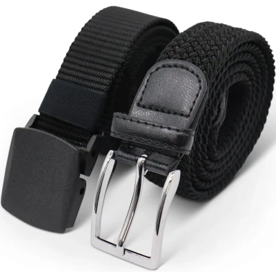 Afbeelding van Safekeepers elastische riem koppelriem twee riemen tactical belt leger Zwart