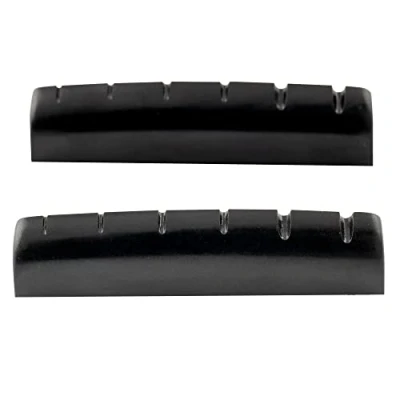 Afbeelding van Musiclily Pro Ureumhars Kunststof 43mm Slotted Topkam Les Paul stijl Platte Bodem voor 6 snarige Single Cut of Akoestische Gitaar,Zwart (2 Stuks)