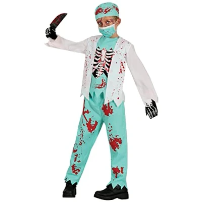 Afbeelding van Guirca Dokter &amp; Tandarts Kostuum Dol Op Bloed Zombie Chirurg Kind Blauw, Wit / Beige 3 4 jaar Halloween Verkleedkleding