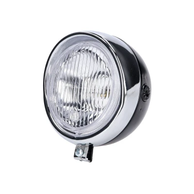 Afbeelding van Koplamp rond retro (made in EU) univ 130mm zwart/chroom