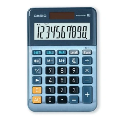 Afbeelding van Casio Ms 100Em Calculator Blauw