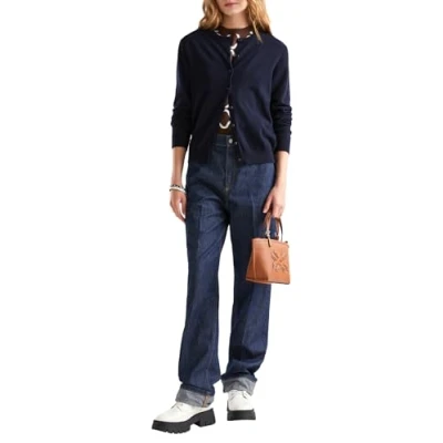 Afbeelding van Benetton dames Fijngebreid vest in kasjmier wolblend met stretch de kleur Donkerblauw, maat: XS