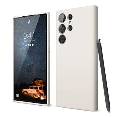 Afbeelding van elago Vloeibaar Siliconen Case Compatibel met Samsung Melkweg S23 Ultra Hoesje, Premiesilicone, Volledige Lichaamsbescherming 4 Laag Schokbestendige, Anti kras Zachte Microvezelvoering (Stone)