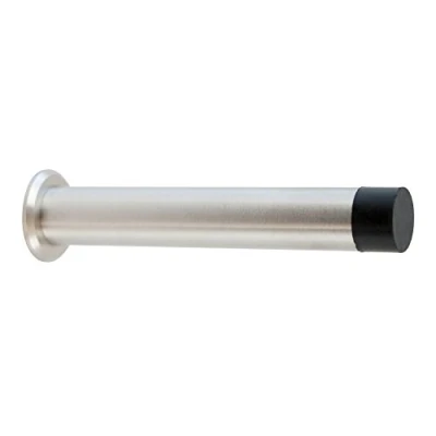 Afbeelding van Stoppwerk wandstop roestvrijstaal lang deurstopgreep met rubberbuffer incl. bevestigingsmateriaal wandmontage Ø2,5cm H:10cm wandbuffer