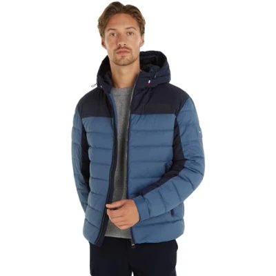 Afbeelding van Tommy Hilfiger Heren MID NEW YORK JAS met capuchon pufferjas, Egeïsche Zee, XXL, XXL
