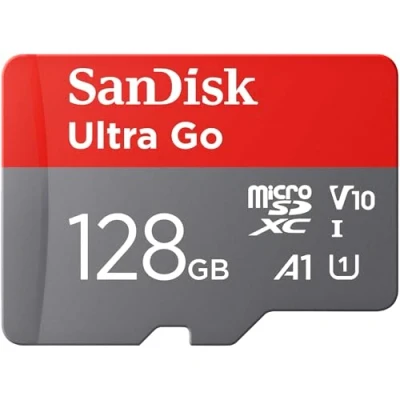 Afbeelding van SanDisk Ultra Go micro SDXC UHS I Kaart 128 GB + SD Adapter (Voor Android Smartphones en Tablets, Tot 140 MB/s, Leessnelheid) A1, Full HD Video, Class 10, U1, voor Amazon