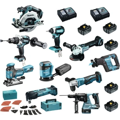 Afbeelding van Makita DLX1012TJ1 18V 10 delige combopack DHP481 + DTD153 DHR243 DGA506 DBO180 DJV181 DDA351 DHS680 DJR188 DTM51 5x 5.0Ah