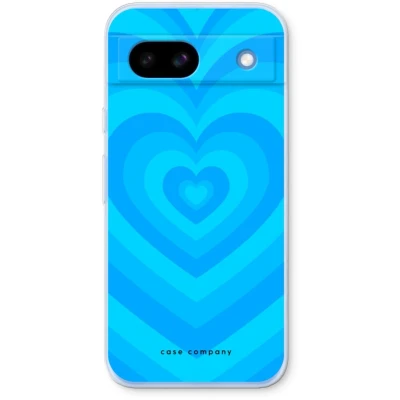Afbeelding van Case Company® hoesje geschikt voor Google Pixel 8a Hart Blauw Soft Cover Telefoonhoesje Bescherming aan alle Kanten en Schermrand