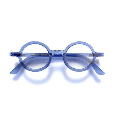 Afbeelding van LONDON MOLE Brillen Moley leesbril Ronde Bril Coole lezers Stijlvolle Heren Dames Uniseks Veerscharnieren Transparant blauw + 3.0 vergroting