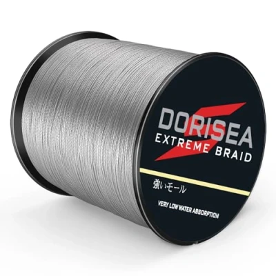 Afbeelding van Dorisea Extreme Braid 100% PE gevlochten vislijn 2,7 136 kg Test, visdraad, 100 m slijtvast, ongelooflijke superlijn, geen rek, kleine diameter (grijs, kg/0,10 mm)